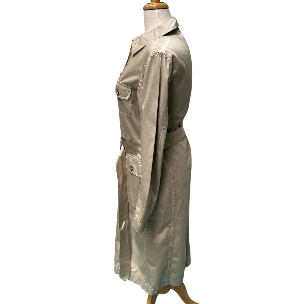 Prada Trench Coat Safari Jacket Sz 6 US Beige Cotton Lightweight Belted Auth. - Picture 2 of 16